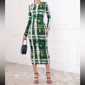 Plaid tie dye bodycon dress